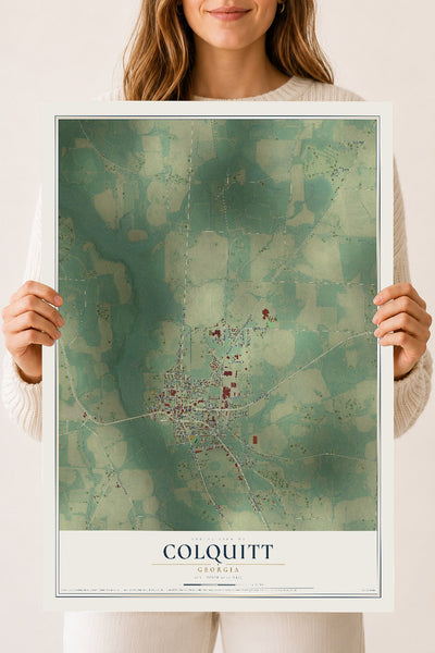 Colquitt, Georgia map print, 18" x 24" Archival Matte Print mockup