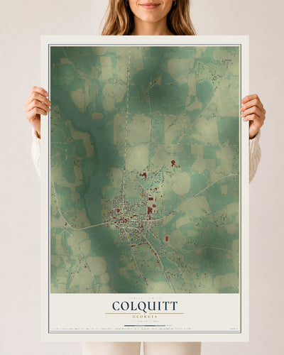 Colquitt, Georgia map print, 24" x 36" Archival Matte Print mockup
