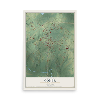 Comer, Georgia map print, 12" x 18" Archival Matte Print mockup
