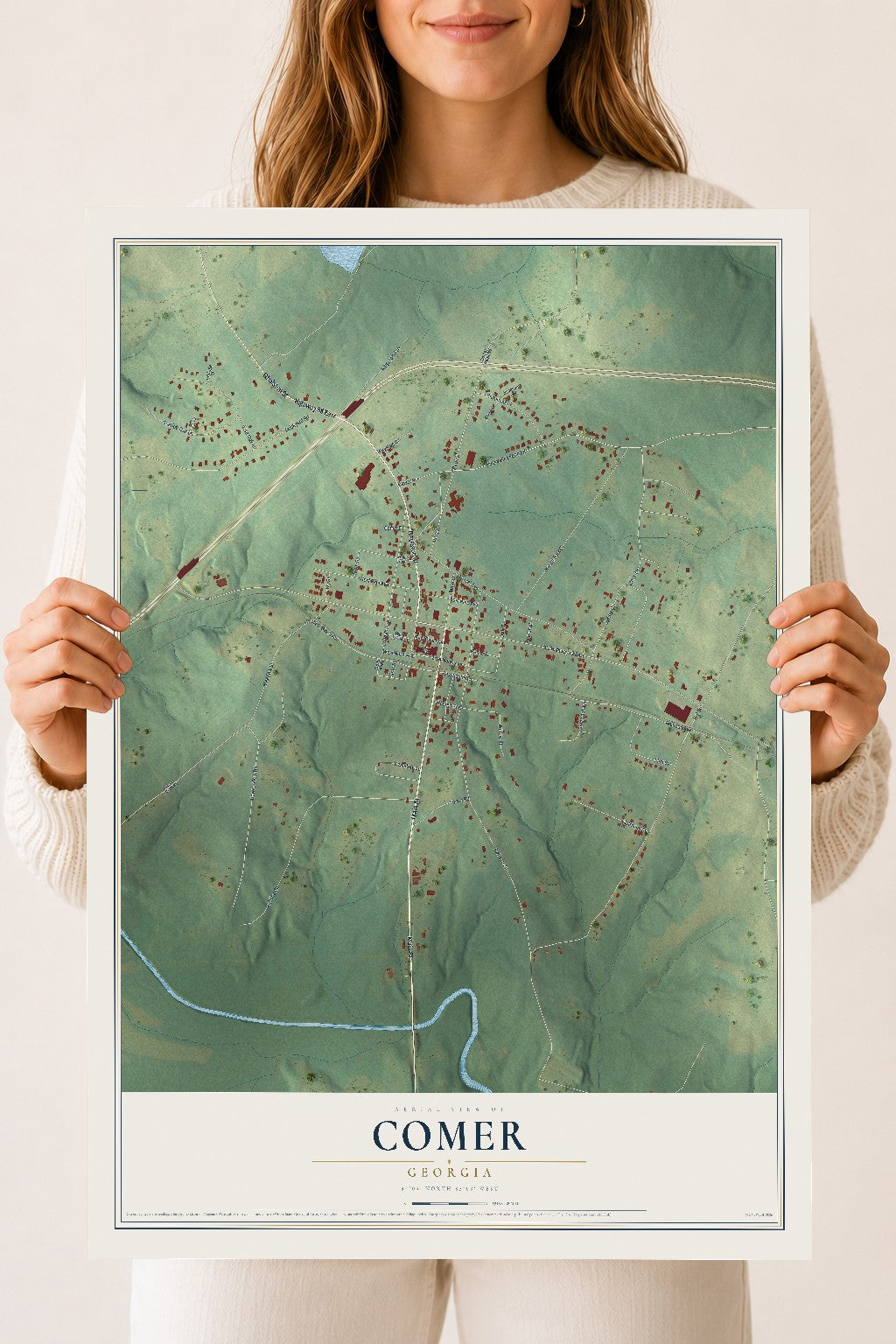 Comer, Georgia map print, 18" x 24" Archival Matte Print mockup