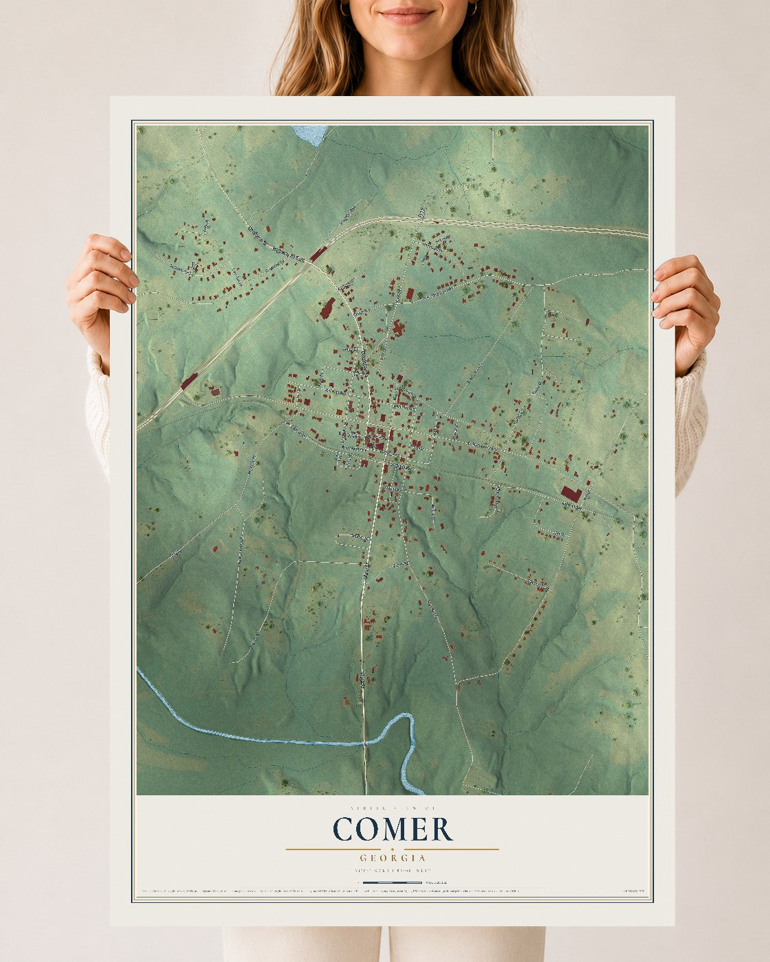 Comer, Georgia map print, 24" x 36" Archival Matte Print mockup