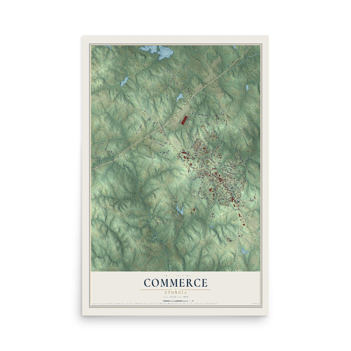 Commerce, Georgia map print, 12" x 18" Archival Matte Print mockup