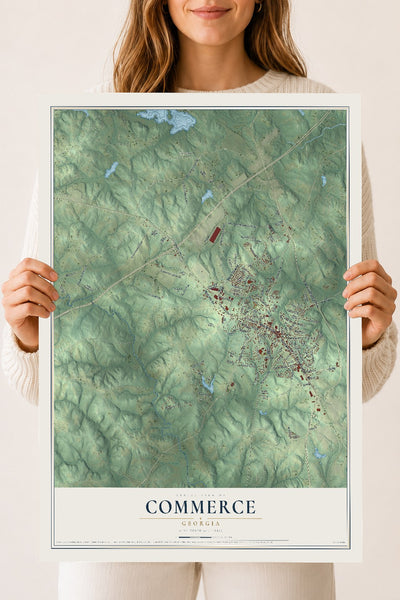 Commerce, Georgia map print, 18" x 24" Archival Matte Print mockup