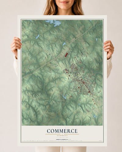 Commerce, Georgia map print, 24" x 36" Archival Matte Print mockup