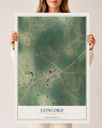 Concord, Georgia map print, 24" x 36" Archival Matte Print mockup
