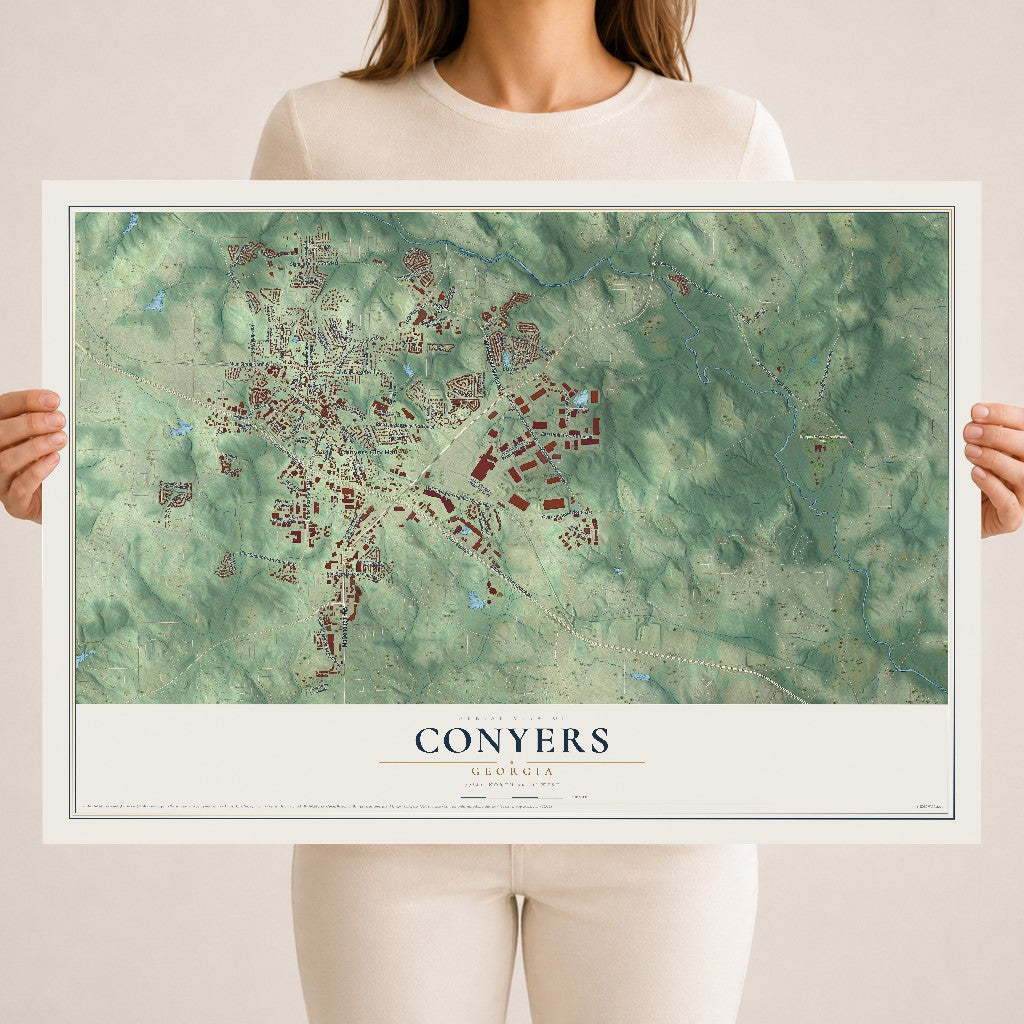 Conyers, Georgia map print, 18" x 24" Archival Matte Print mockup