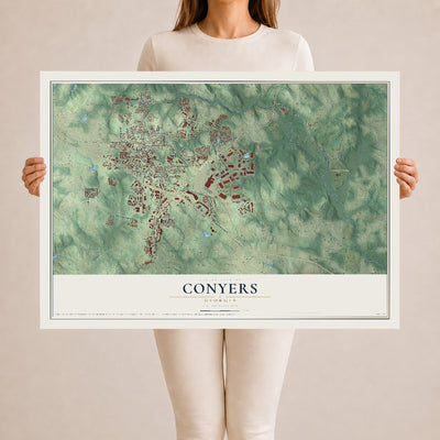 Conyers, Georgia map print, 24" x 36" Archival Matte Print mockup