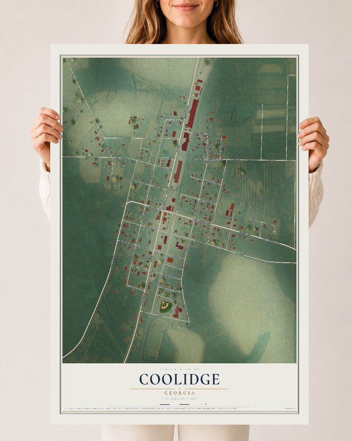 Coolidge, Georgia map print, 24" x 36" Archival Matte Print mockup