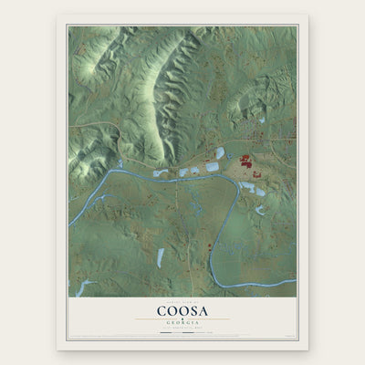 Coosa, Georgia map print, the full design
