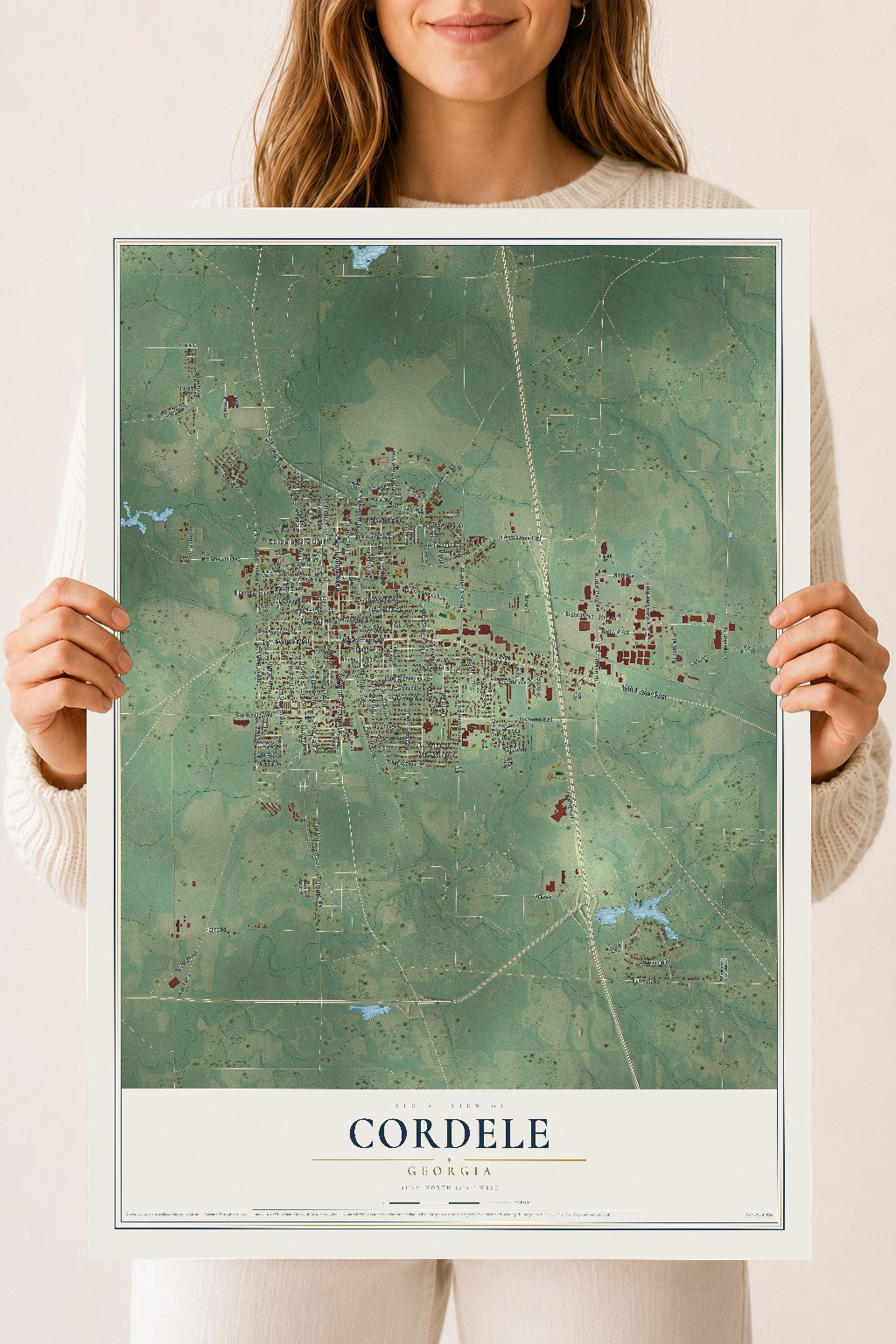 Cordele, Georgia map print, 18" x 24" Archival Matte Print mockup