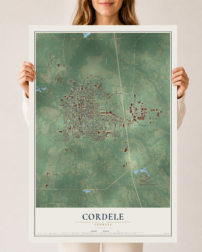 Cordele, Georgia map print, 24" x 36" Archival Matte Print mockup