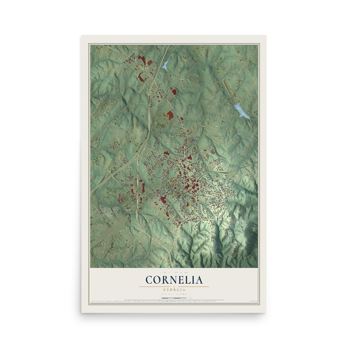 Cornelia, Georgia map print, 12" x 18" Archival Matte Print mockup
