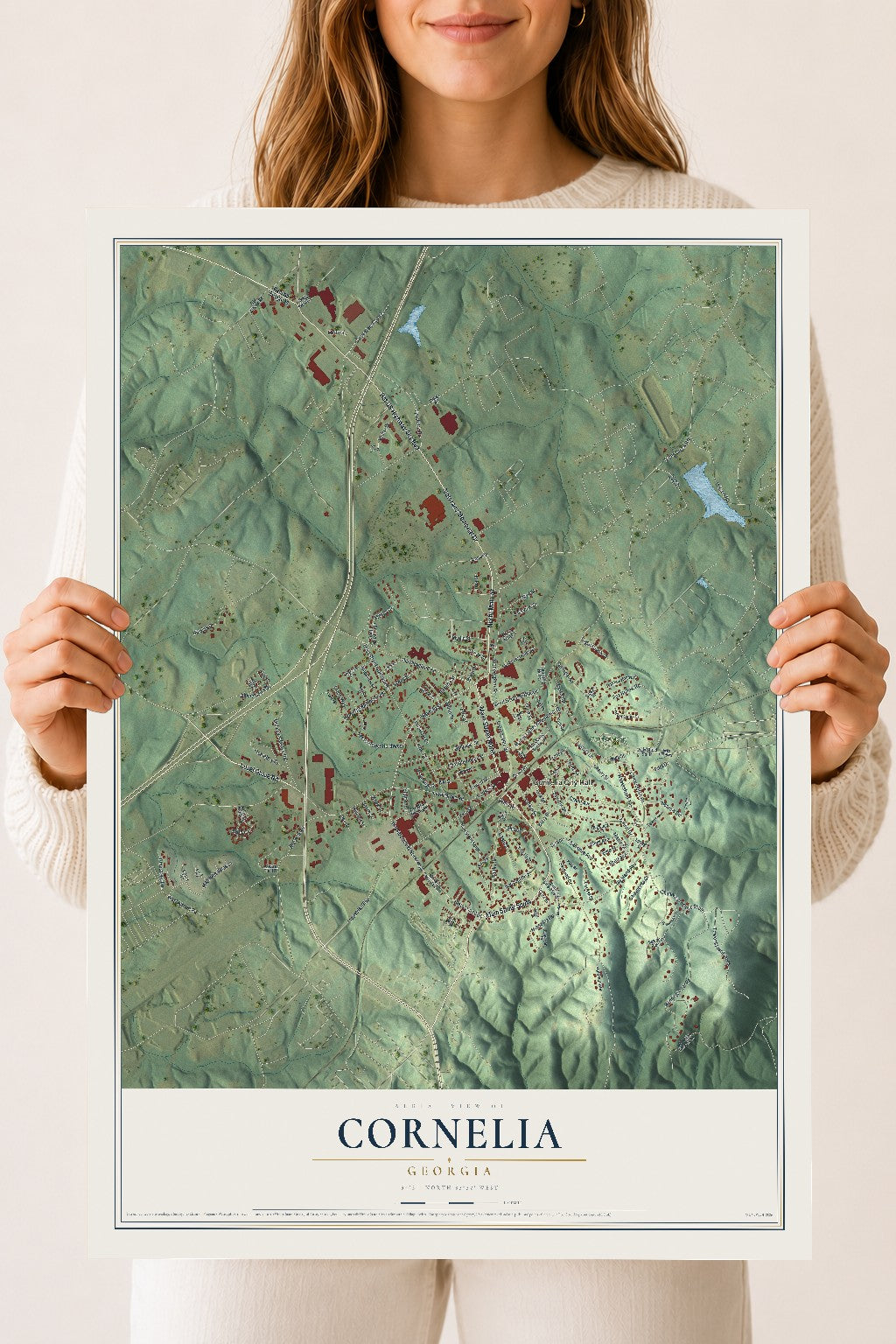 Cornelia, Georgia map print, 18" x 24" Archival Matte Print mockup