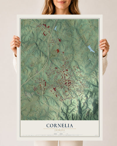 Cornelia, Georgia map print, 24" x 36" Archival Matte Print mockup