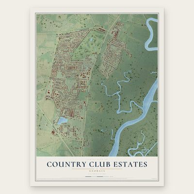 Country Club Estates, Georgia map print, the full design