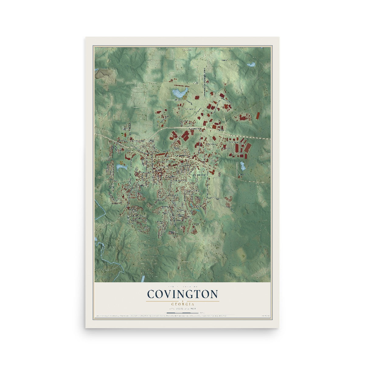 Covington, Georgia map print, 12" x 18" Archival Matte Print mockup
