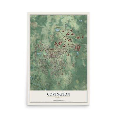 Covington, Georgia map print, 12" x 18" Archival Matte Print mockup