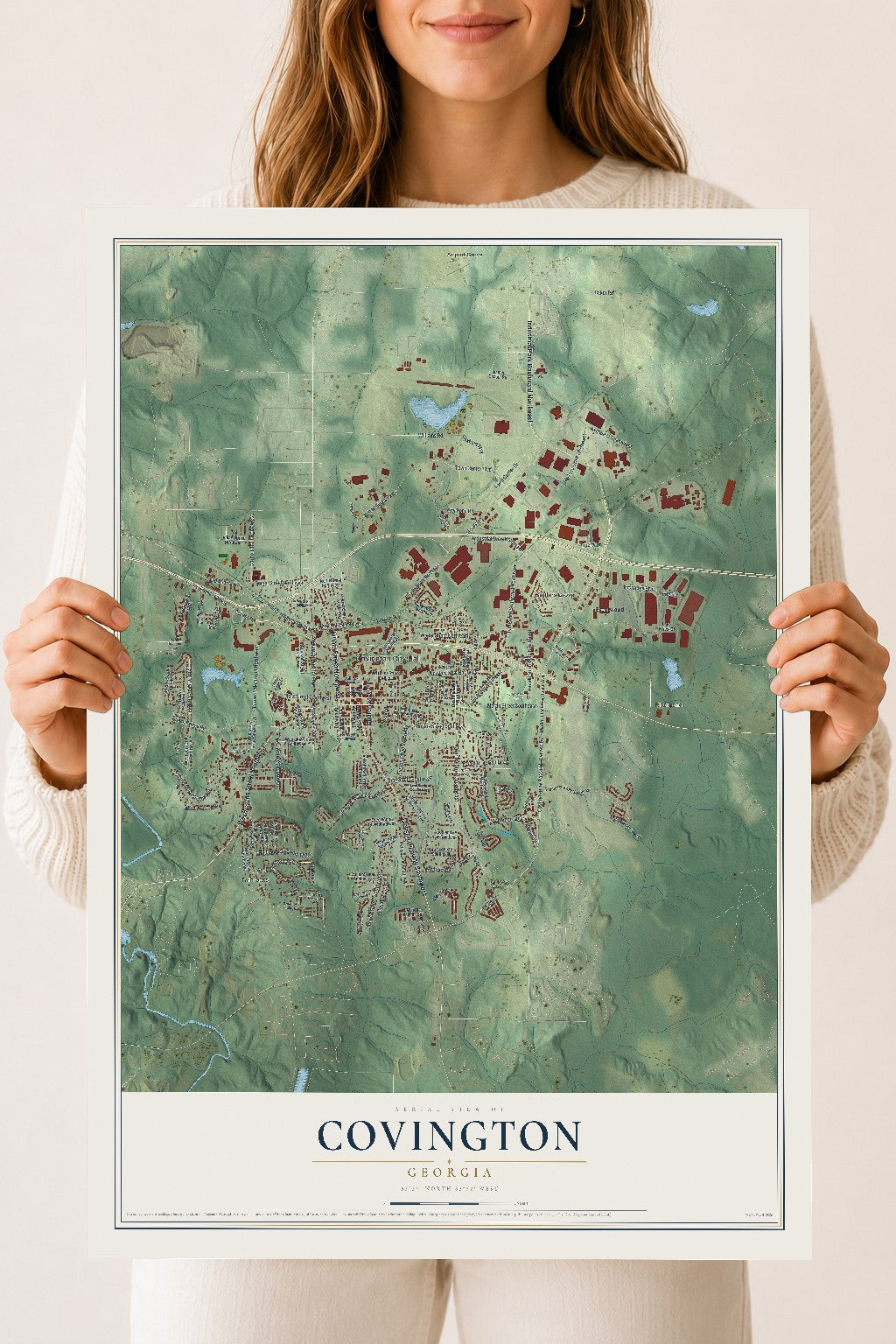 Covington, Georgia map print, 18" x 24" Archival Matte Print mockup