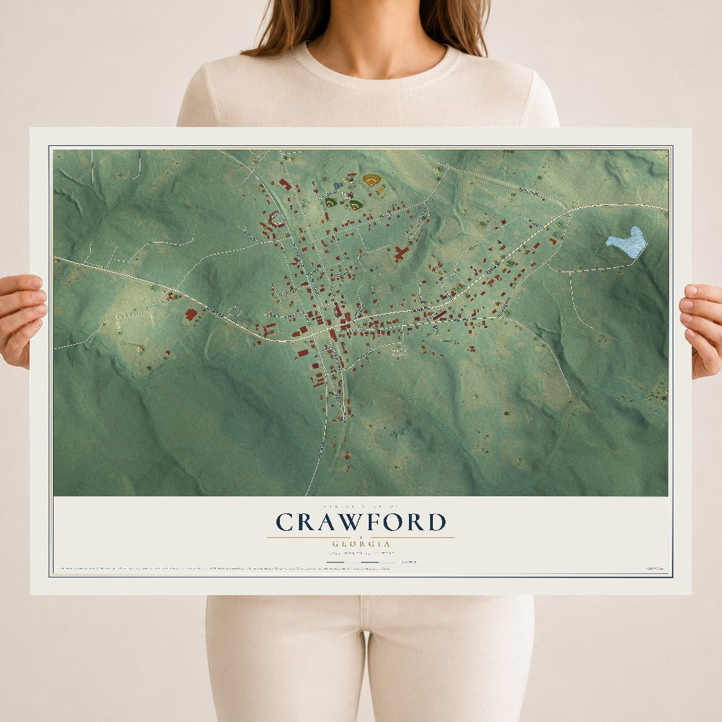 Crawford, Georgia map print, 18" x 24" Archival Matte Print mockup
