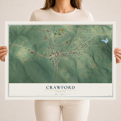 Crawford, Georgia map print, 18" x 24" Archival Matte Print mockup