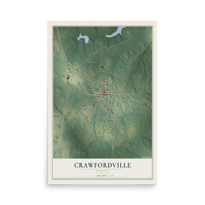 Crawfordville, Georgia map print, 12" x 18" Archival Matte Print mockup