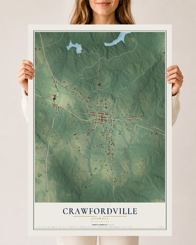 Crawfordville, Georgia map print, 24" x 36" Archival Matte Print mockup