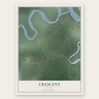 Crescent, Georgia map print, the full design