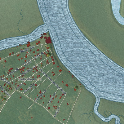 Close-up of the map of Crescent, Georgia print showing street and building detail
