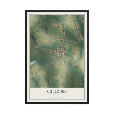 Culloden, Georgia map print, 12" x 18" W/ Black Ayous Wood Frame mockup