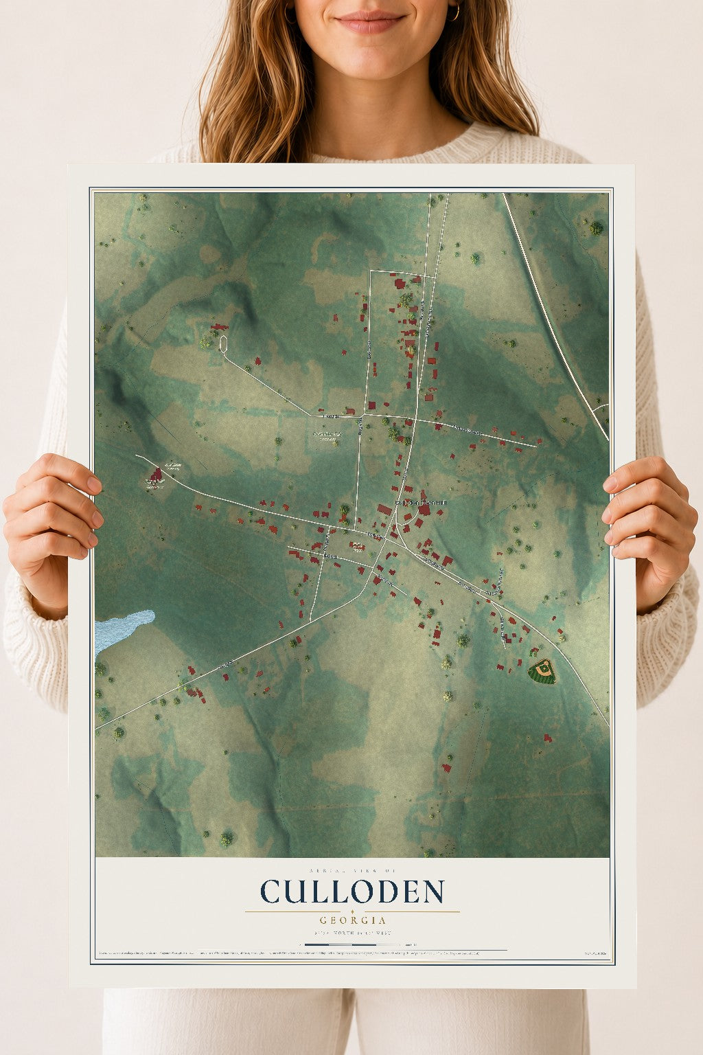 Culloden, Georgia map print, 18" x 24" Archival Matte Print mockup