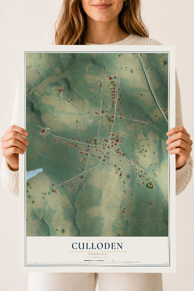 Culloden, Georgia map print, 18" x 24" Archival Matte Print mockup