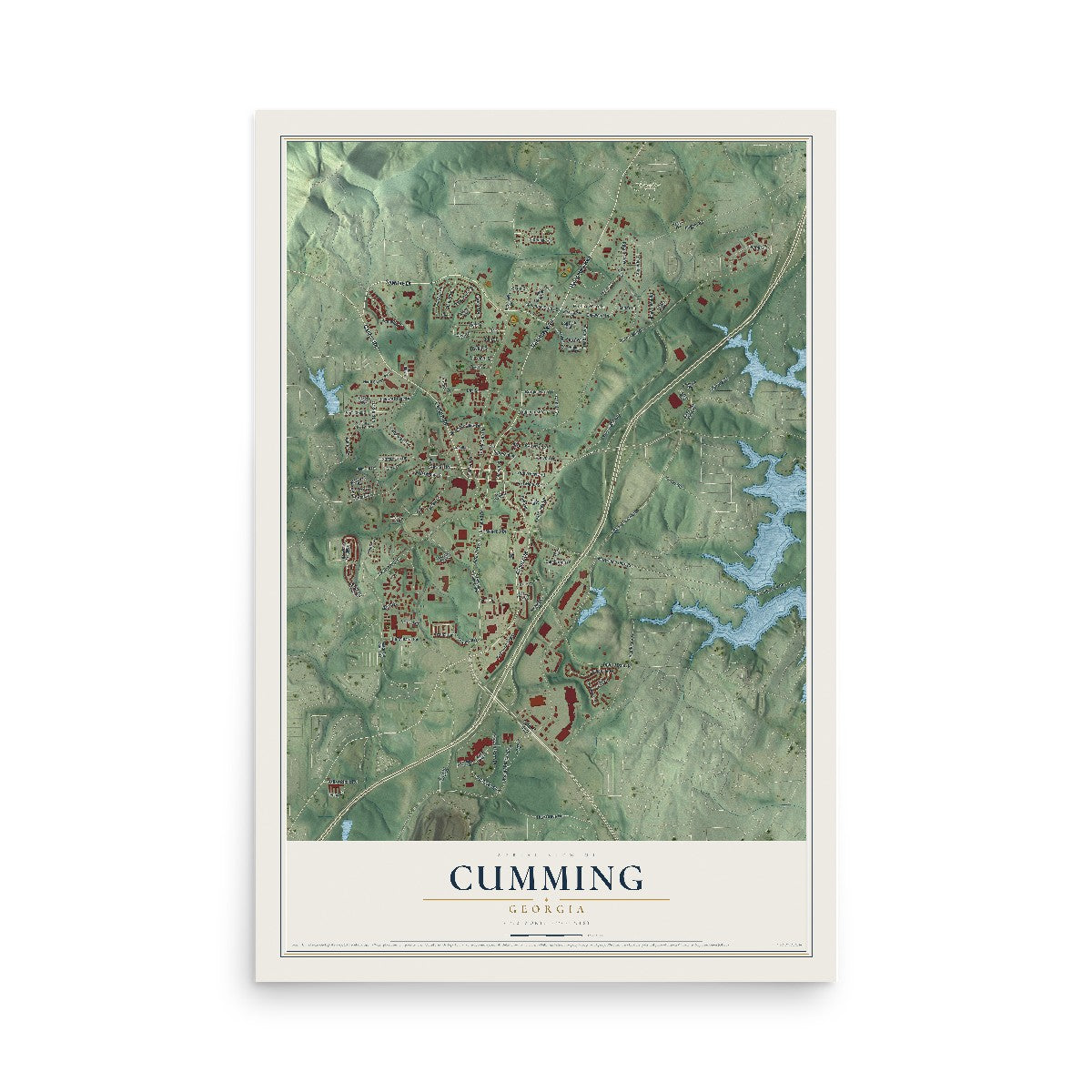 Cumming, Georgia map print, 12" x 18" Archival Matte Print mockup
