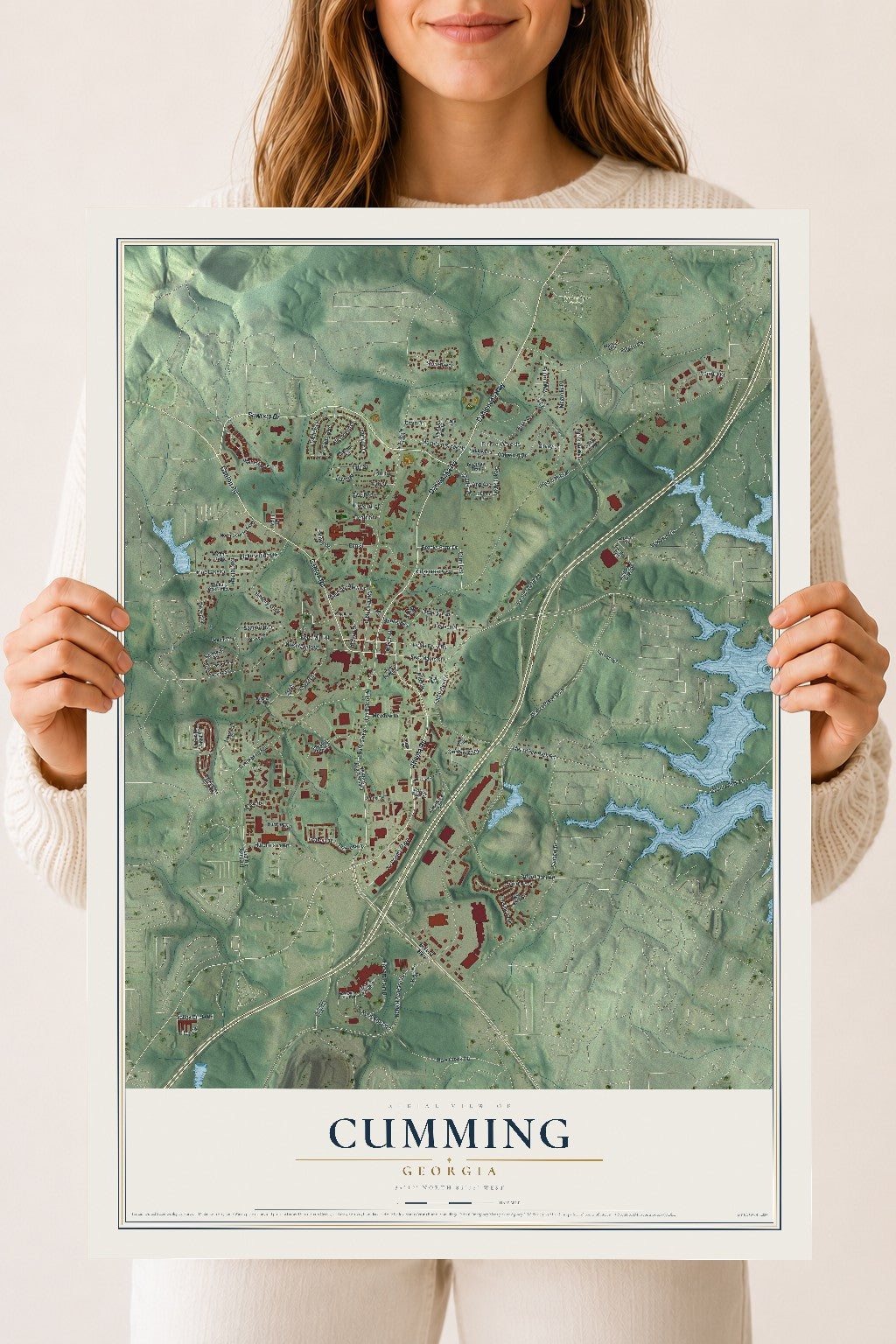 Cumming, Georgia map print, 18" x 24" Archival Matte Print mockup