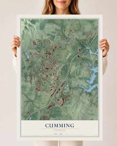 Cumming, Georgia map print, 24" x 36" Archival Matte Print mockup