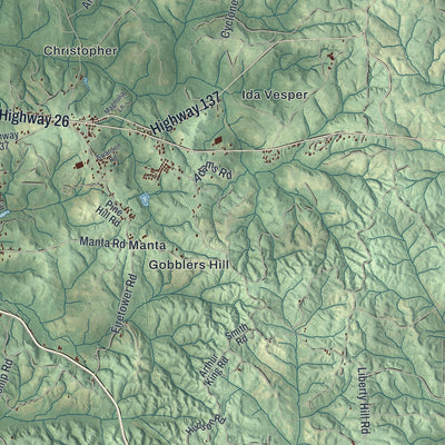 Close-up 1 of the Cusseta-Chattahoochee County, Georgia map artwork