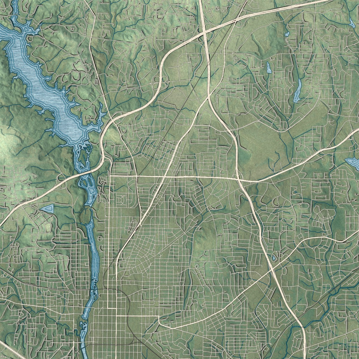 Close-up 2 of the Cusseta-Chattahoochee County, Georgia map artwork