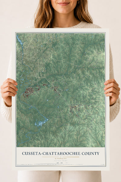 Cusseta-Chattahoochee County, Georgia map print, 18" x 24" Archival Matte Print mockup