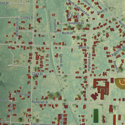 Close-up 2 of the Cuthbert, Georgia map artwork