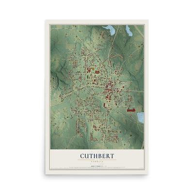 Cuthbert, Georgia map print, 12" x 18" Archival Matte Print mockup