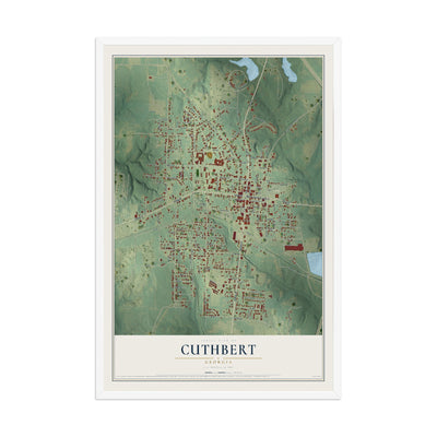 Cuthbert, Georgia map print, 12" x 18" W/ White Ayous Wood Frame mockup