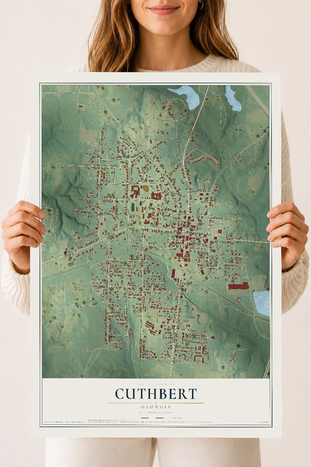 Cuthbert, Georgia map print, 18" x 24" Archival Matte Print mockup