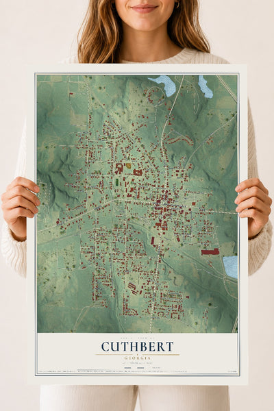 Cuthbert, Georgia map print, 18" x 24" Archival Matte Print mockup