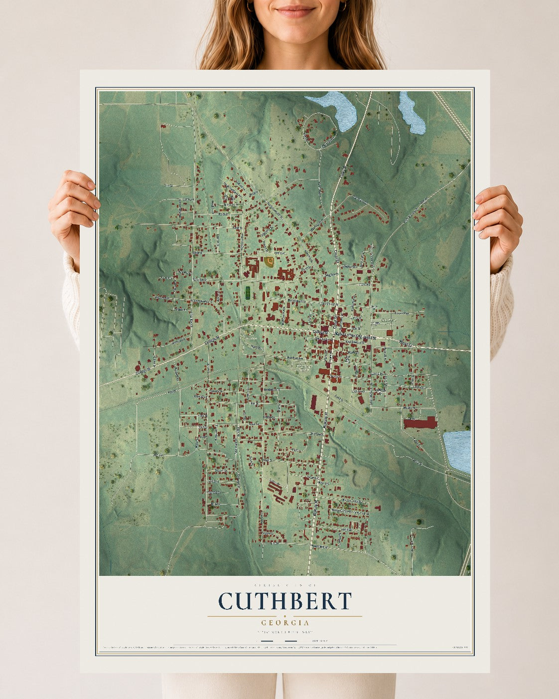 Cuthbert, Georgia map print, 24" x 36" Archival Matte Print mockup