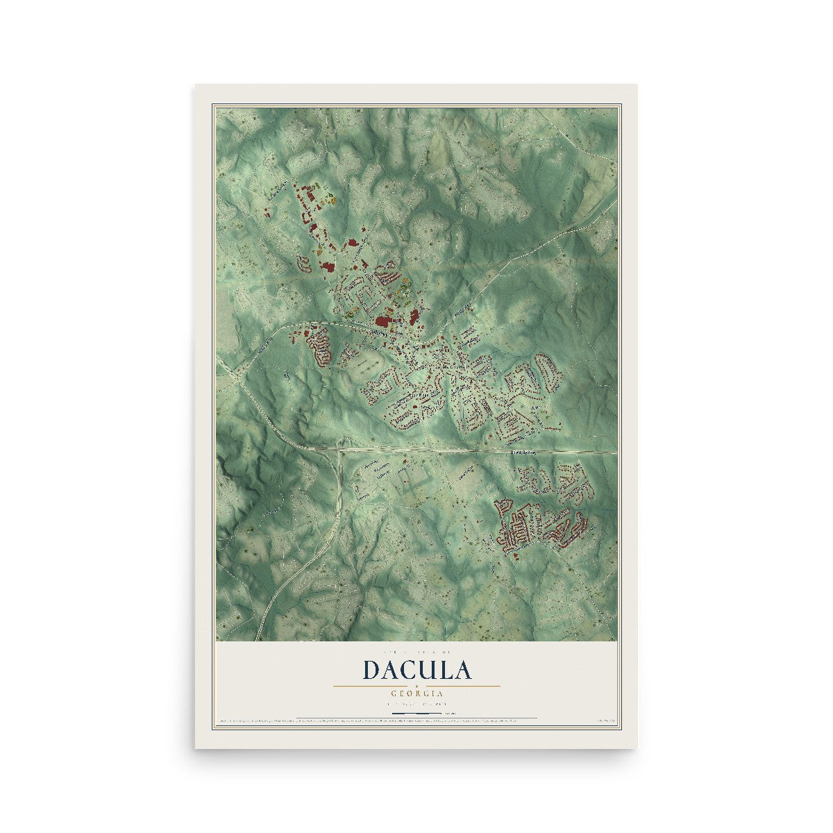 Dacula, Georgia map print, 12" x 18" Archival Matte Print mockup