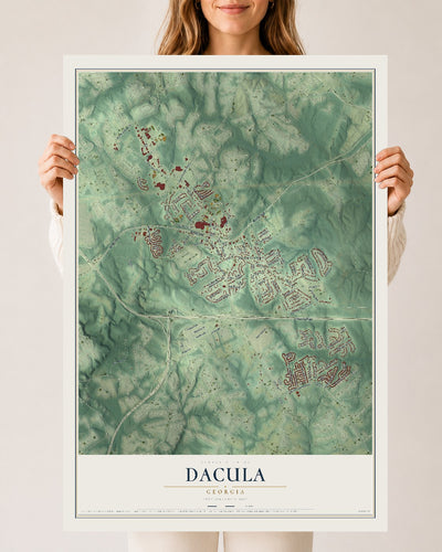 Dacula, Georgia map print, 24" x 36" Archival Matte Print mockup