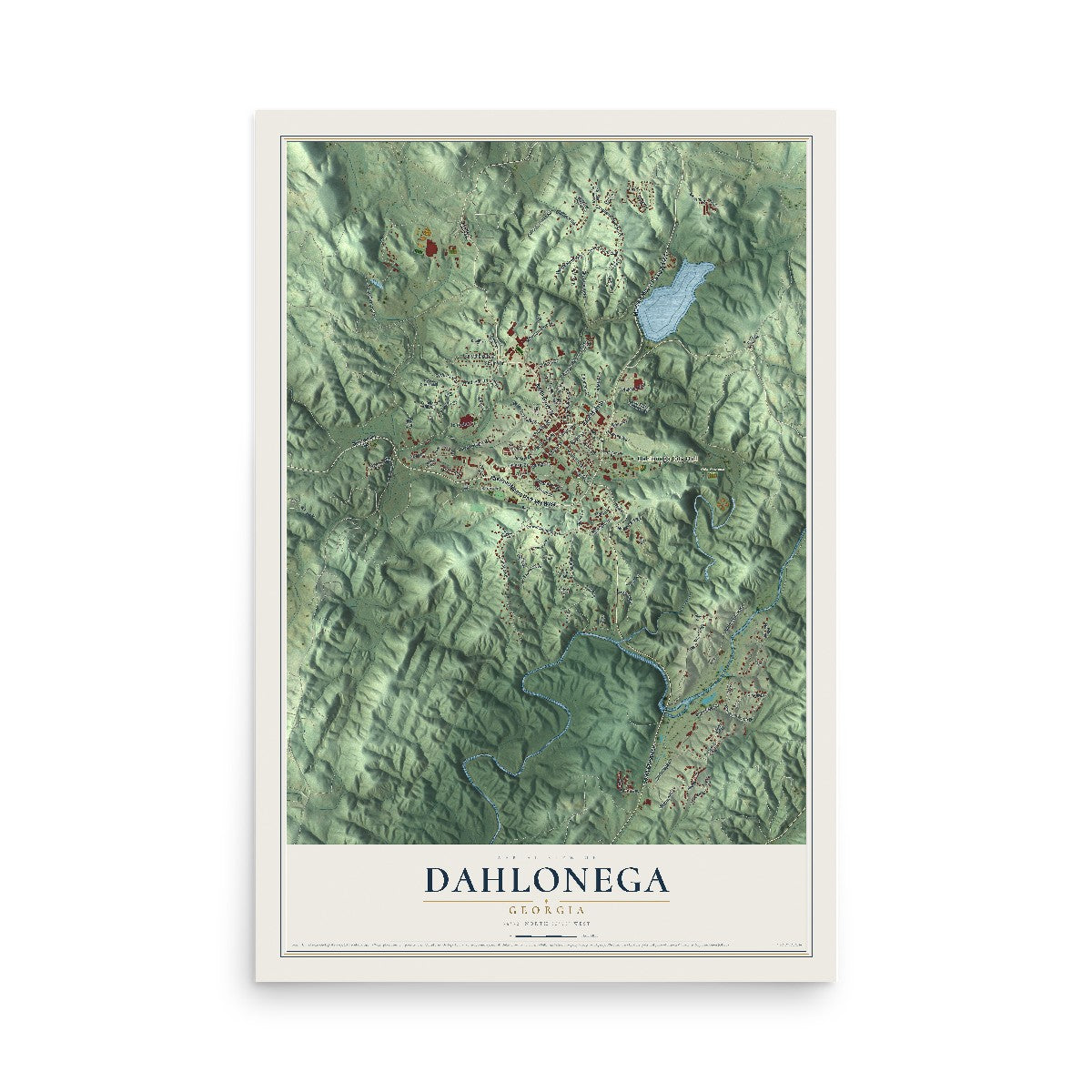 Dahlonega, Georgia map print, 12" x 18" Archival Matte Print mockup