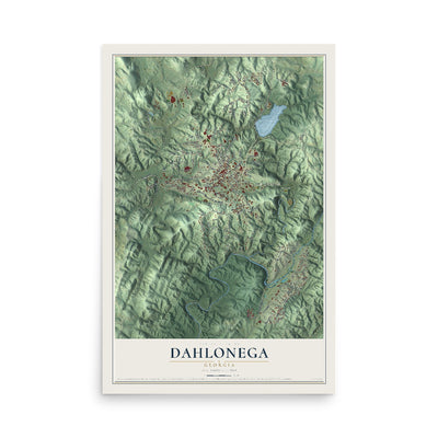 Dahlonega, Georgia map print, 12" x 18" Archival Matte Print mockup