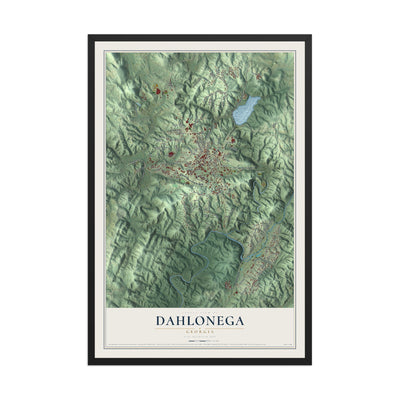 Dahlonega, Georgia map print, 12" x 18" W/ Black Ayous Wood Frame mockup