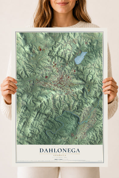 Dahlonega, Georgia map print, 18" x 24" Archival Matte Print mockup