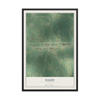 Daisy, Georgia map print, 12" x 18" W/ Black Ayous Wood Frame mockup